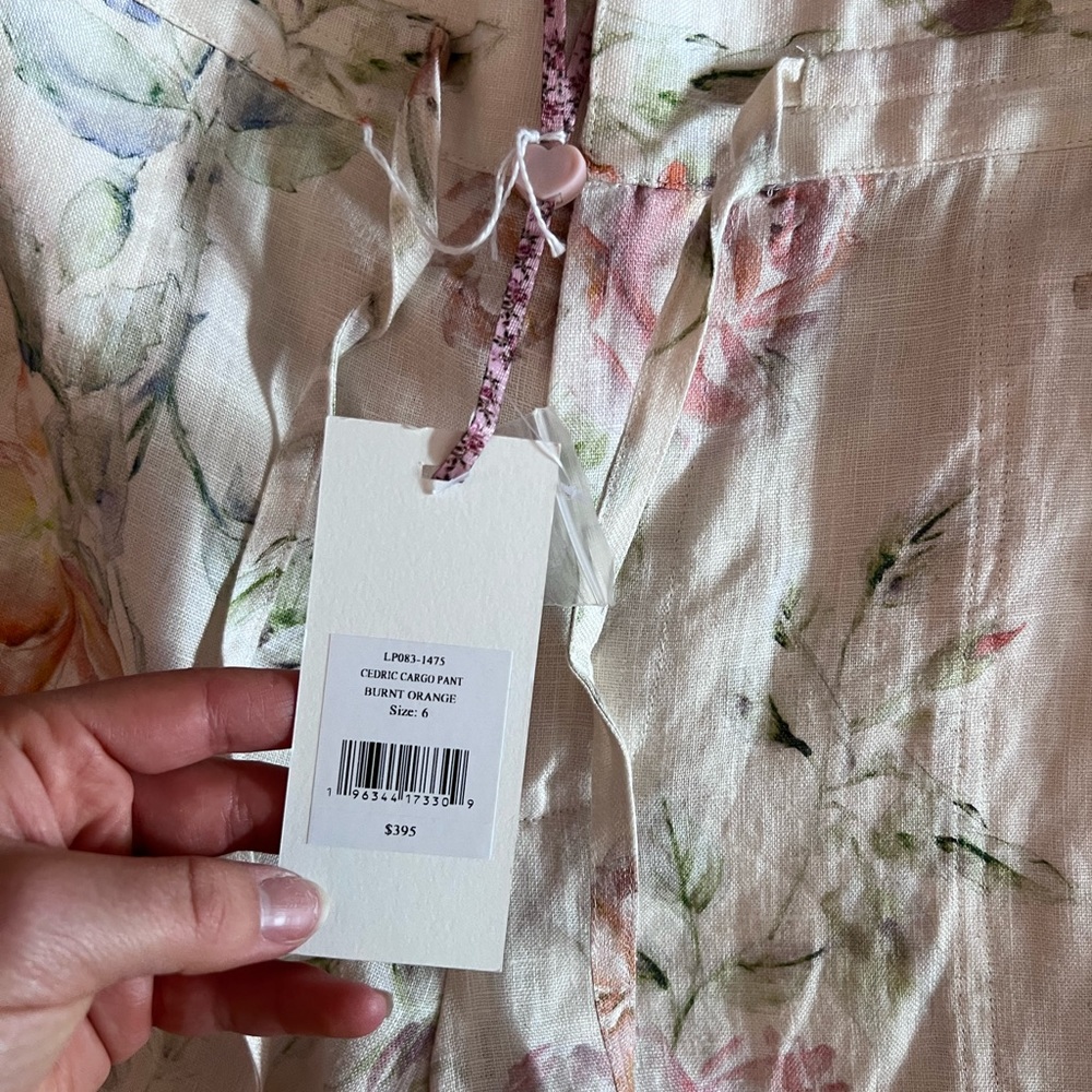 LoveShackFancy Cedric Linen Floral Cargo Pant - Picture 2 of 3